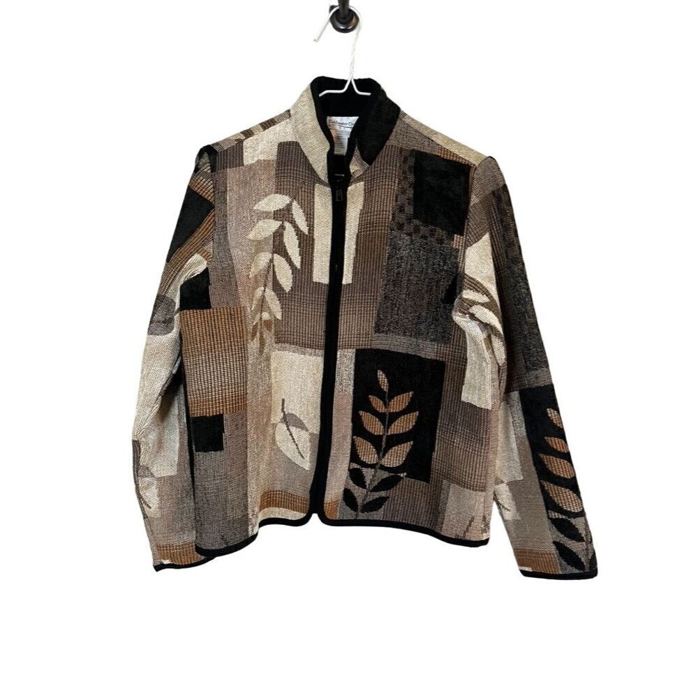 Coldwater Creek‎ Jacket XS Brown Corduroy Floral Mature Classic Boho Western